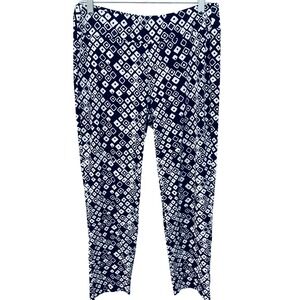 J.McLaughlin Women's Navy Blue Geometric Print Pull On‎ Pants Medium